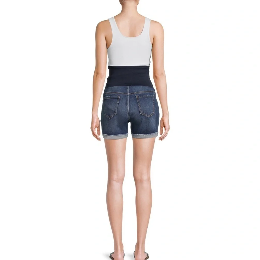 TIME AND Tru Womens Maternity Rolled Cuff Denim Shorts Size Medium 8-10